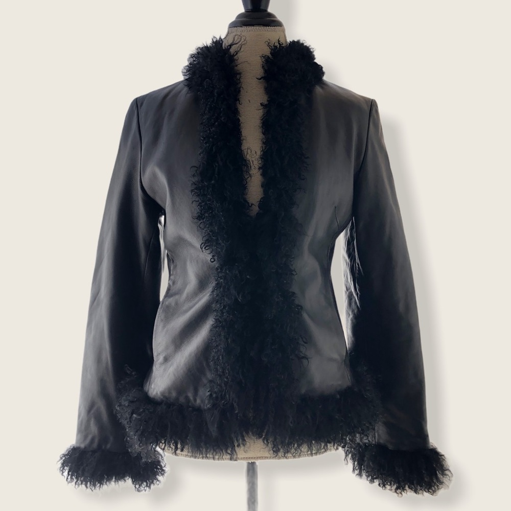Vintage Faux Leather Y2K 90s Furry Jacket - Picture 1 of 15
